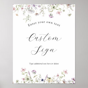 Poster Placa de Texto Personalizado Flor Silvestre Roxa D