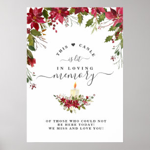 Poster Placa de Vela de Poinsettia em Memória Carinhosa