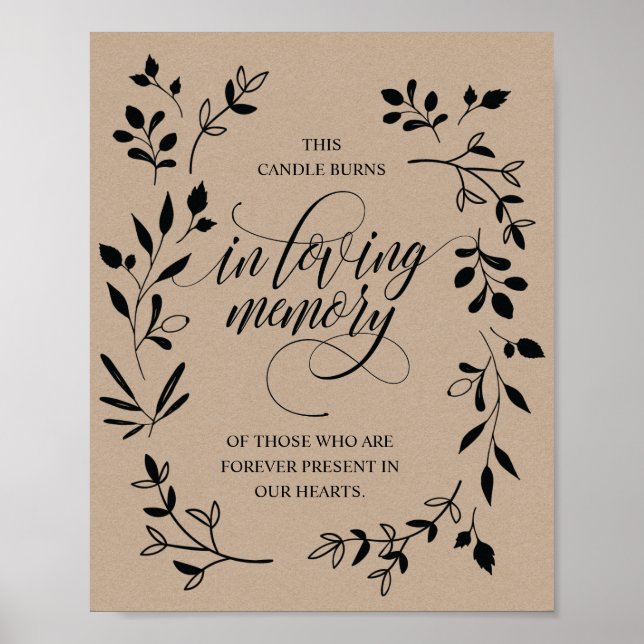 Poster Placa de Vela Memorial Em Memória Amorosa (Frente)