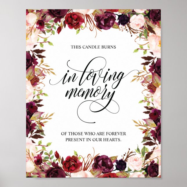 Poster Placa de Vela Memorial Em Memória Com Carinho (Frente)