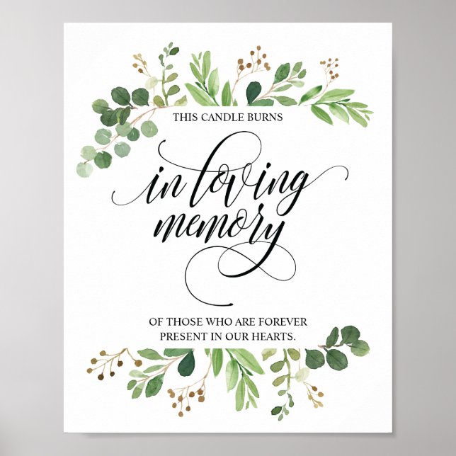 Poster Placa de Velas Comemorativas em Memória Carinhosa (Frente)