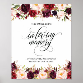 Poster Placa de Velas Comemorativas em Memória Carinhosa