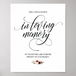 Poster Placa de Velas Memorial Em Memória Amorosa