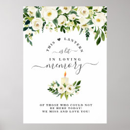 Poster Placa de Velório de Vela Floral Branca em Memória