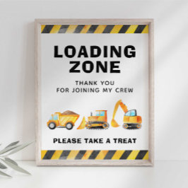 Poster Placa de Zona de Carregamento de Caminhão de Const