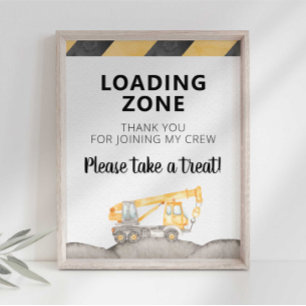 Poster Placa de Zona de Carregamento de Caminhão de Const