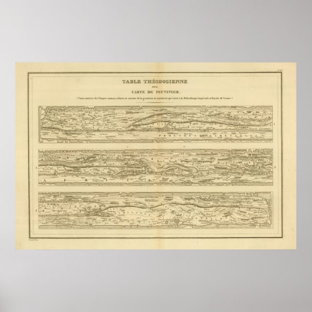 Pôster Placa Dite Teodosa mesa Peutinger (Frente)