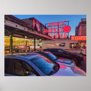 Poster Placa do Mercado da Pike em Seattle