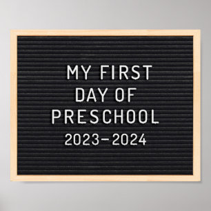 Poster Placa do primeiro dia da pré-escola Primeiro dia d