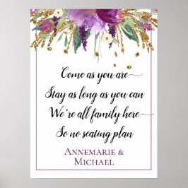 Poster Placa Dourada Roxa Sem Placa Sentada Sinal de Casa