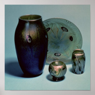 Pôster Placa e vasos favrile de Tiffany