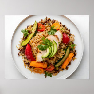 Poster Placa equilibrada nutritiva com proteínas latinas