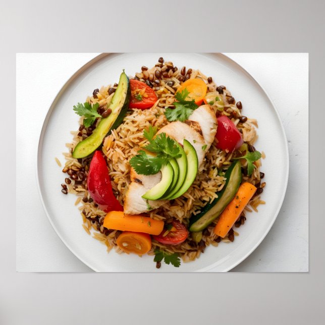 Poster Placa equilibrada nutritiva com proteínas latinas (Frente)