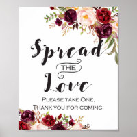 Placa Floral Boho Borgonha - Espalhe o Amor