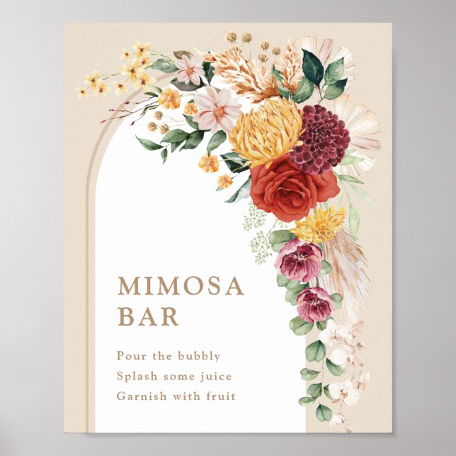 Poster Placa Floral Tropical Boho Mimosa Bar (Frente)