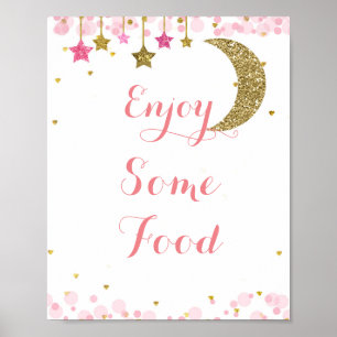Poster Placa Glitter moon Enjoy Some Food