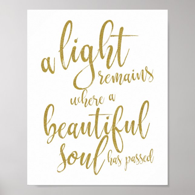 Poster Placa Memorial de Script Ouro de Luz (Frente)