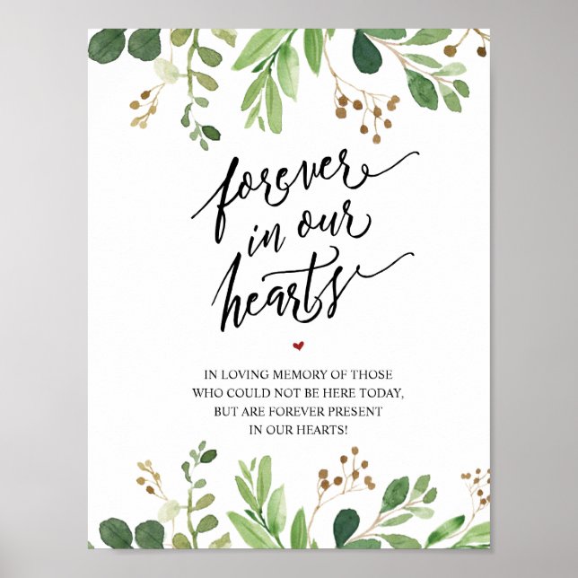 Poster Placa Memorial Rústica Para Sempre Em Nossos Coraç (Frente)