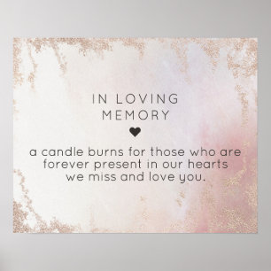 Poster Placa Ombre Blush Rosa Congelado Em Memória Amoros