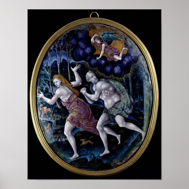 Pôster Placa oval representando Adam e Eve (Frente)