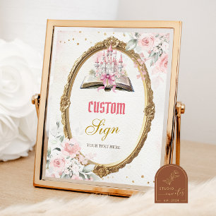 Poster Placa Personalizada Aniversário de 1 Ano Blush Pin
