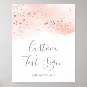 Poster Placa Personalizada com Texto em Aquarela Dourado