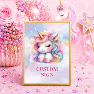 Poster Placa Personalizada de Aniversário da Menina Unicó