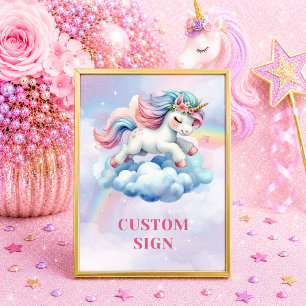 Poster Placa Personalizada de Aniversário da Menina Unicó