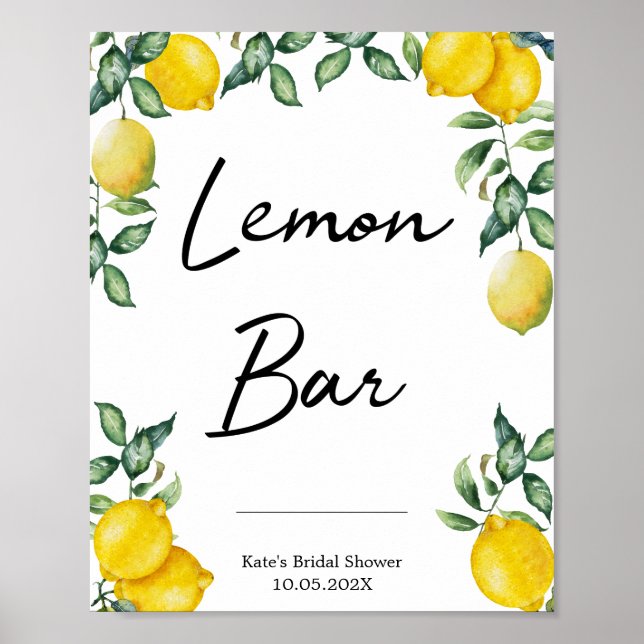 Poster Placa personalizada de limões da barra de limão (Frente)