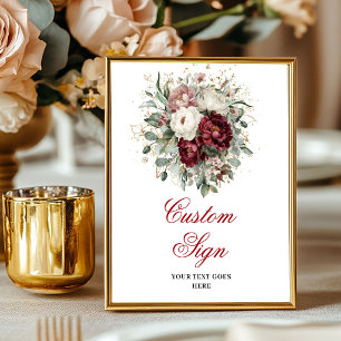 Poster Placa Personalizada Marrom Luxuosa Floral Eucalipt
