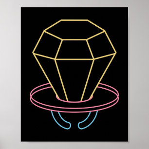 Poster Placa Pop Neon Ring nos anos 90
