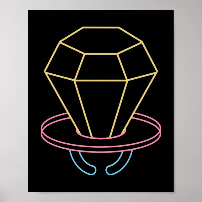 Poster Placa Pop Neon Ring nos anos 90 (Frente)