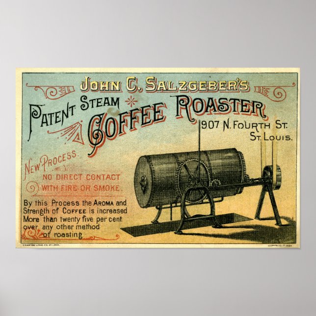 Poster Placa Publicitária Coffee Roaster 1884 (Frente)