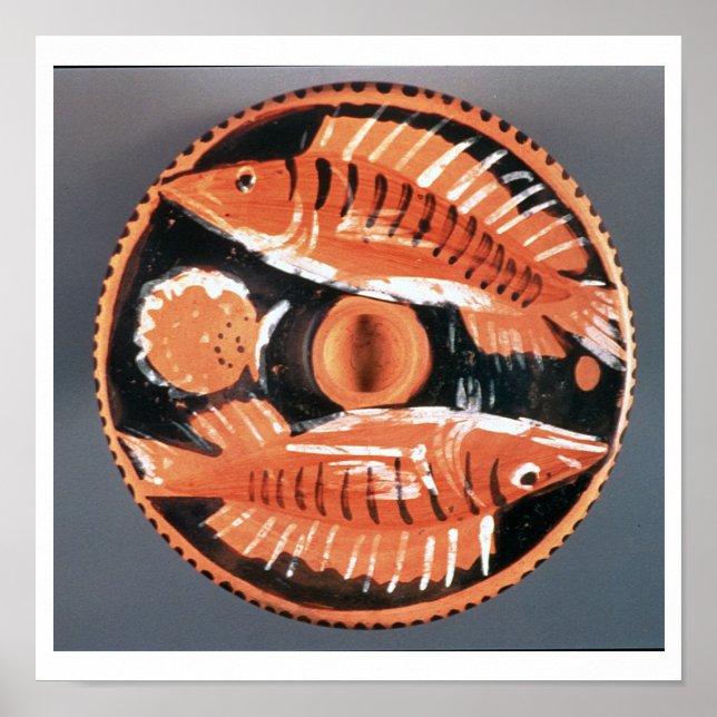 Poster Placa representando dois peixes, 350 a.C. (cerâmic (Frente)