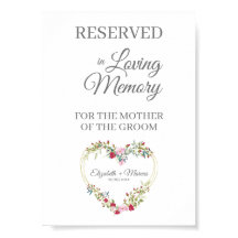 Placa Reservada de Casamento Amando Memória Floral