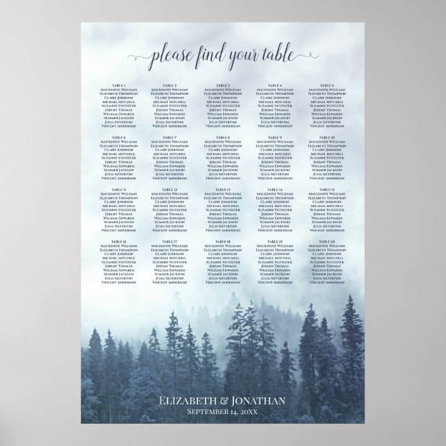 Poster Placa rustic Blue Pines 20 Mesa (Frente)