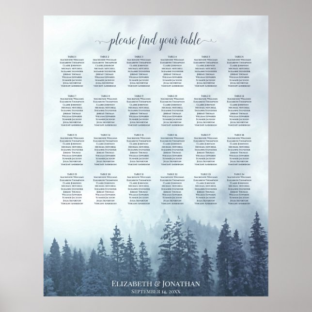 Poster Placa rustic Blue Pines 24 Mesa (Frente)