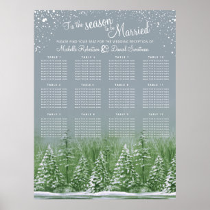 Poster Placa sentada da mesa de casamento no inverno de á