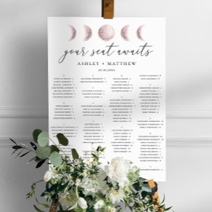 Poster Placa Sentada de Casamento Alfabético Blush Moon