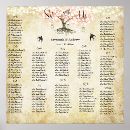 Pôster Placa Sentada De Casamento De Árvores De Coral Cla