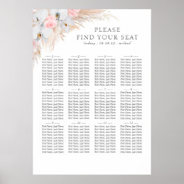 Poster Placa Sentada de Casamento de Orquídeas Brancas Pa