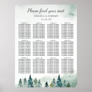 Poster Placa Sentada De Casamento De Pinheiros Da Florest