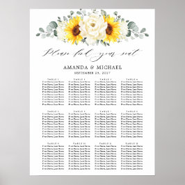 Poster Placa Sentada de Casamento Floral de Sunflower Ivo