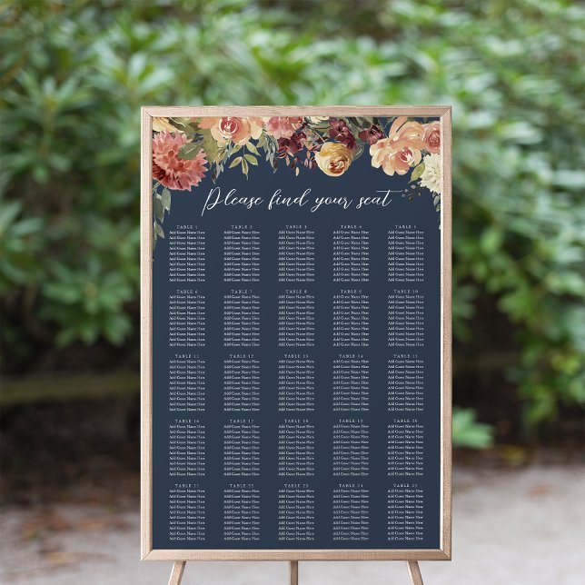 Poster Placa Sentada De Casamento Rustic Bloom Floral XL (Criador carregado)