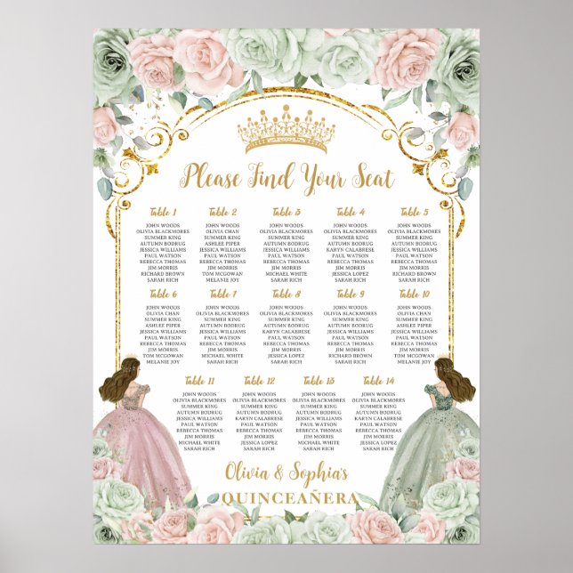 Poster Placa Sentada De Quinceanera, Lente Verde (Frente)
