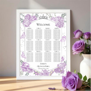 Poster Placa Sentada de Quinceanera Sinal Butterflys
