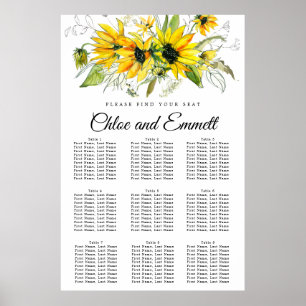 Poster Placa Sentada Moderna Amarelo de Girassol de 9 Mes