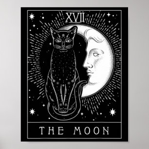 Poster Placa Tarot Crescent Moon E Cat Graphic