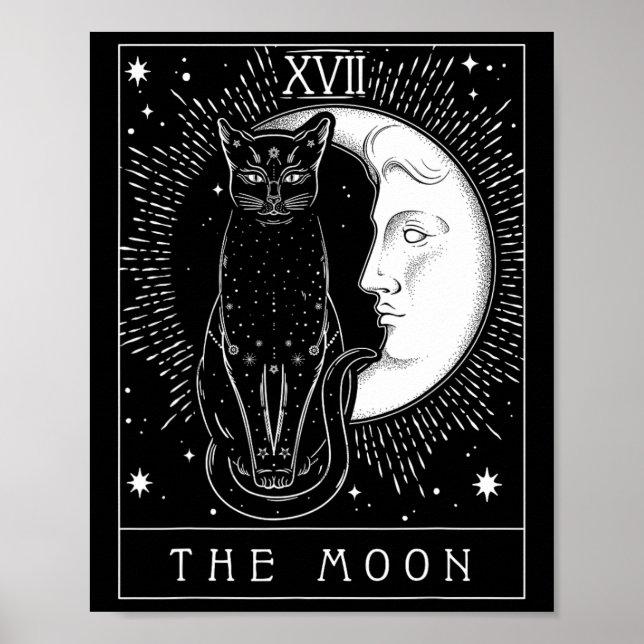 Poster Placa Tarot Crescent Moon E Cat Graphic (Frente)