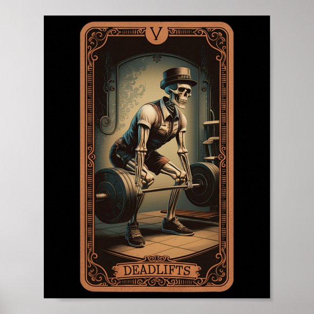 Poster Placa Tarot Skeleton Deadlifts Potência (Frente)